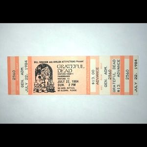 Vintage Unused 1984 Grateful Dead Ticket Stub